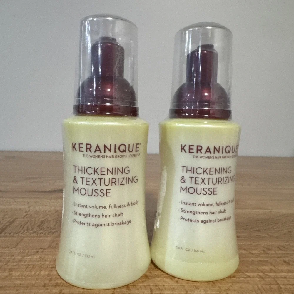 Lot Of Two Sealed Keranique Thickening & Texturizing Mousse 3.4 oz
